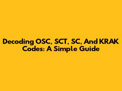 Decoding OSC, SCT, SC, And KRAK Codes: A Simple Guide