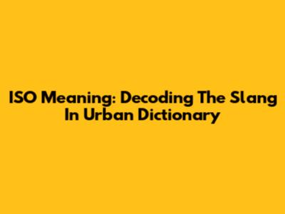 ISO Meaning: Decoding The Slang In Urban Dictionary