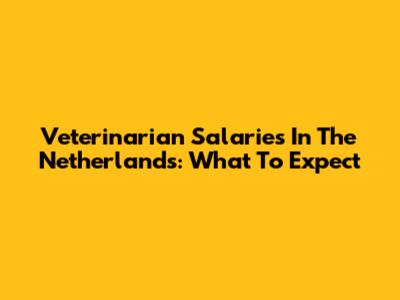 Veterinarian Salaries In The Netherlands: What To Expect